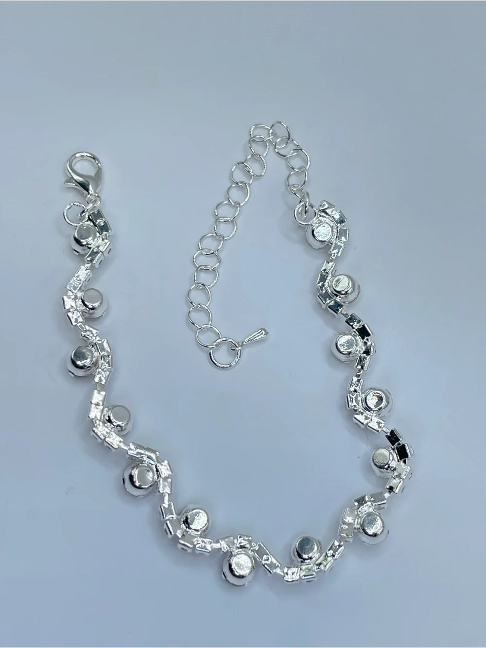 Silver Diamond White Crystal Tennis Bracelet Bridal Glam Elegant Bracelet